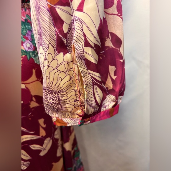 Lulus Put on a Smile Blue Floral Print Satin Wrap Maxi Dress Size Large - Picture 5 of 14